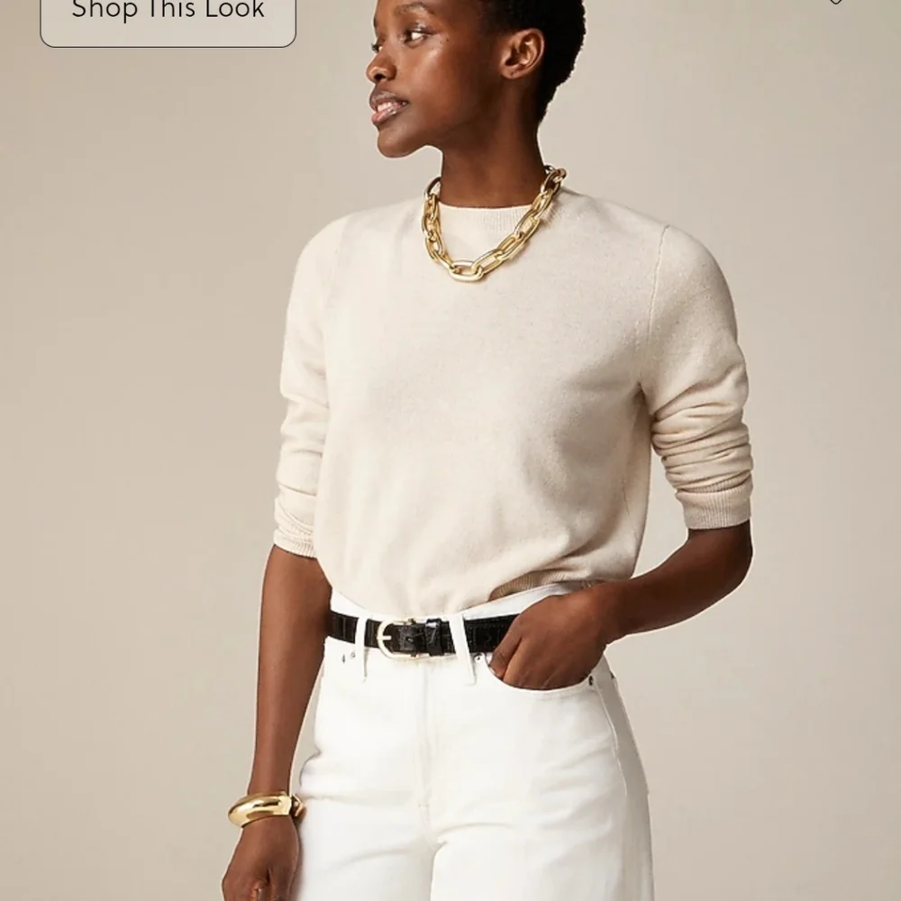 J Crew Cashmere classic-fit crewneck sweater BA400 Size XS  NWT In Natural *Flaw
